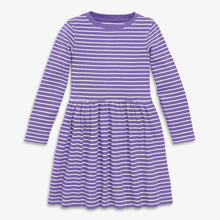 Load image into Gallery viewer, Kids Long Sleeve Rib Perfect Pocket Dress in Stripe - PARK STORY