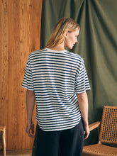 Load image into Gallery viewer, Oceanside Linen V Neck Tee in Ahoy Stripe - PARK STORY