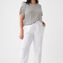 Load image into Gallery viewer, Sonoma Linen Tee in White Navy Stripe - PARK STORY