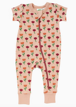 Load image into Gallery viewer, Short Sleeve Zip Romper - Tulips - PARK STORY