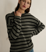 Load image into Gallery viewer, Lamis Stripe Sweater Grey/Black - PARK STORY