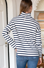 Load image into Gallery viewer, Edie Ponte Top Navy Stripe - PARK STORY