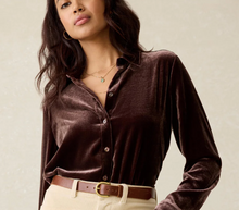 Load image into Gallery viewer, Stretch Silk Velvet Genevieve Top in Huckleberry - PARK STORY
