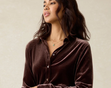 Load image into Gallery viewer, Stretch Silk Velvet Genevieve Top in Huckleberry - PARK STORY