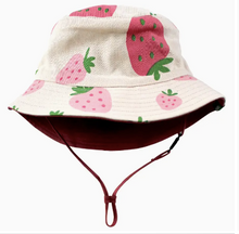 Load image into Gallery viewer, Reversible Organic Cotton Bucket Hats - Strawberries - PARK STORY