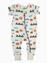 Load image into Gallery viewer, Short Sleeve Zip Romper - Mountains - PARK STORY
