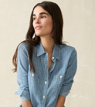 Load image into Gallery viewer, The Tried and True Chambray Shirt in Stripe - PARK STORY