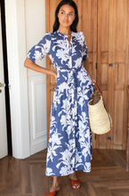 Load image into Gallery viewer, Lucy 4 Basque Dress - Blue Indigo & Ivory Orchid - PARK STORY