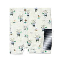 Load image into Gallery viewer, Mouse Sailor Pocket & Button Short Baby Romper Organic - PARK STORY