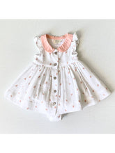 Load image into Gallery viewer, Strawberry Peter Pan Baby Dress & Bloomer Set (Organic Muslin) - PARK STORY