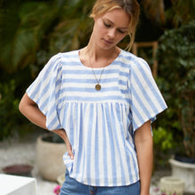 Load image into Gallery viewer, Basalie Top in Scallop Blue Stripe - PARK STORY