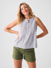 Load image into Gallery viewer, Isha Top in Blue Mini Stripe - PARK STORY