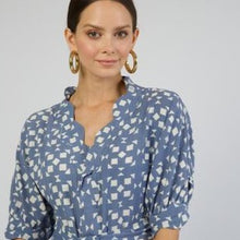 Load image into Gallery viewer, Midi Dress in Blue Tile Print (Size Small) - PARK STORY