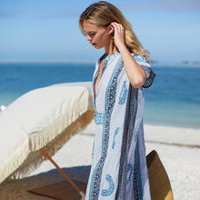 Load image into Gallery viewer, Long Caftan in Cerulean - PARK STORY