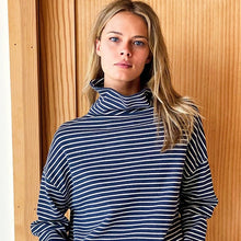 Load image into Gallery viewer, Funnel Neck Top in Navy Stripe - PARK STORY