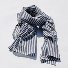 Load image into Gallery viewer, Blue & White Striped Scarf - PARK STORY