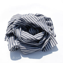 Load image into Gallery viewer, Blue & White Striped Scarf - PARK STORY