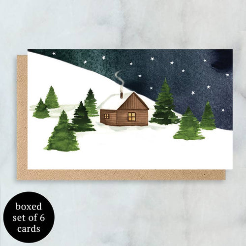 Snowy Cabin Mini Cards- Boxed Set of 6 - PARK STORY