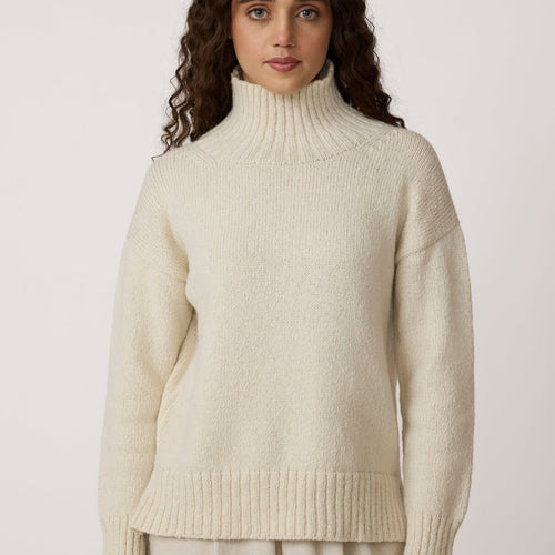 Totto Mock Turtleneck Sweater - Ivory - PARK STORY