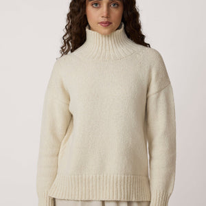 Totto Mock Turtleneck Sweater - Ivory - PARK STORY