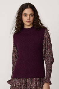 Mockneck Sweater Vest - Berry - PARK STORY