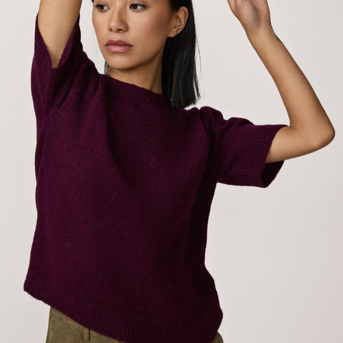 Row Sweater Tee - Berry - PARK STORY