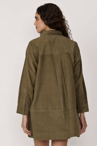 Mini Popover Dress - Olive Corduroy - PARK STORY