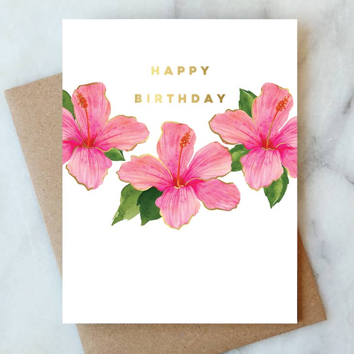 Hibiscus Happy Birthday Greeting Card