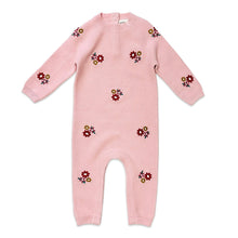 Load image into Gallery viewer, Floral Bouquet Pink Organic Knit Baby Jumpsuit - PARK STORY
