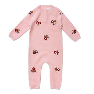 Floral Bouquet Pink Organic Knit Baby Jumpsuit - PARK STORY