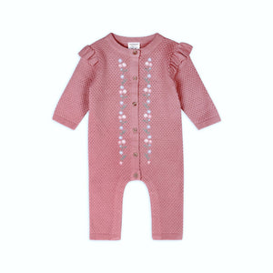 Floral Embroidered Sweater Knit Baby Ruffle Jumpsuit (Organic Cotton) - PARK STORY
