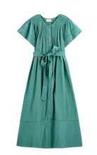 Load image into Gallery viewer, Vienna Pintuck Dress in Teal Stitch - PARK STORY
