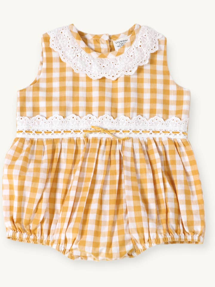 Lilou Gingham Eyelet Baby Romper (Organic Cotton) - PARK STORY
