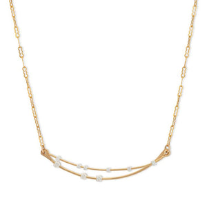 Crescent Curved Bars Gold & Silver Necklace