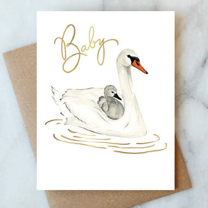 Swans Baby Greeting Card - PARK STORY