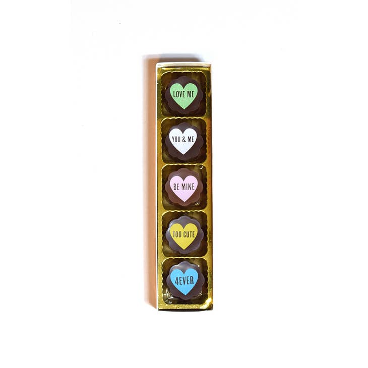Valentine Sayings Heart Chocolates (5 piece box)