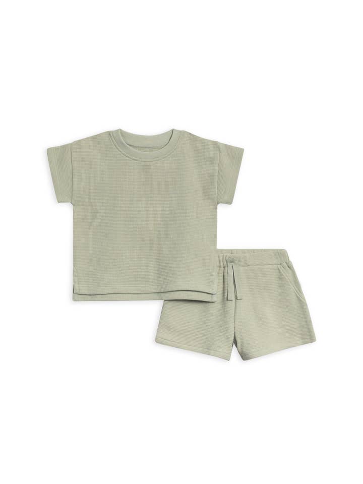 Organic Baby & Kids Odell Waffle Tee and Shorts Set - Mint - PARK STORY