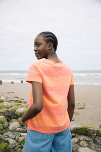 Nori-Sue Organic Cotton Top in Coral and Apricot - PARK STORY