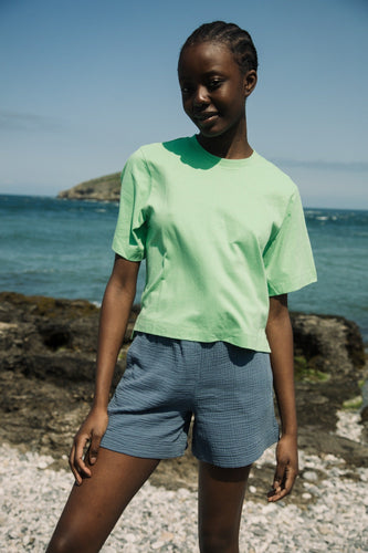 Bay Organic Cotton Top in Green Apple - PARK STORY