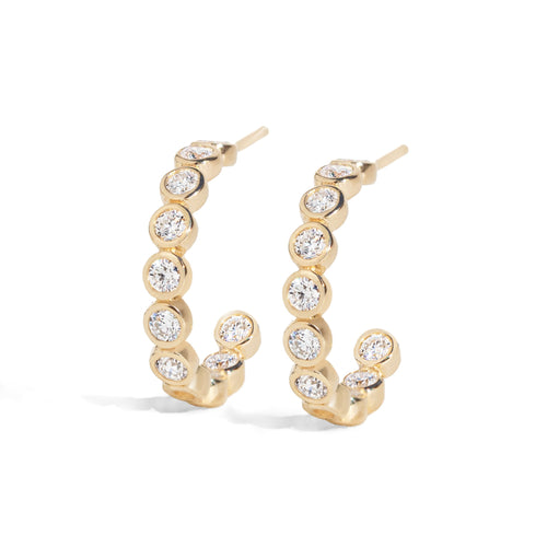 Medium Luxe Diamond Bezel Hoops - PARK STORY