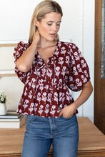 Load image into Gallery viewer, Bastian Top - Pressed Marigolds Rouge Linen - PARK STORY
