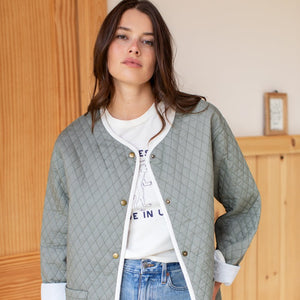 Quilted Coat in Sage