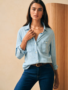 The Tried and True Chambray Shirt in Mid Wash - PARK STORY