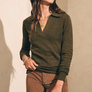 Jackson Sweater Polo in Olive Heather - PARK STORY