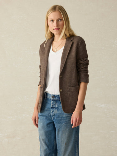 Inlet Knit Blazer in Deep Brown Heather - PARK STORY