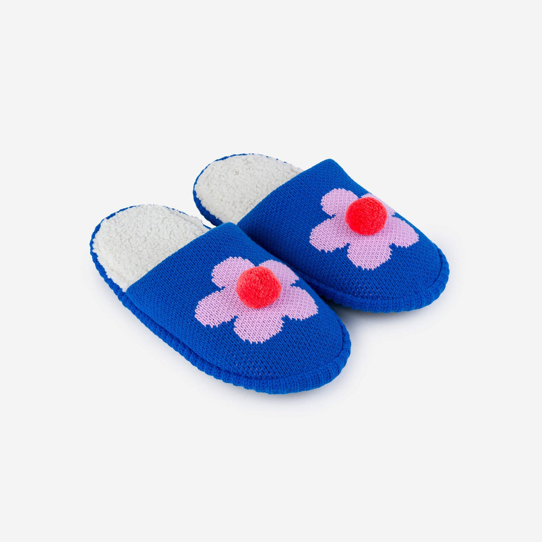 Flower Pom Slide Slippers - PARK STORY