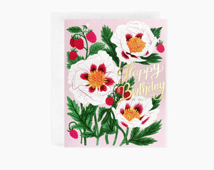 White Poppy Happy Birthday Greeting Card