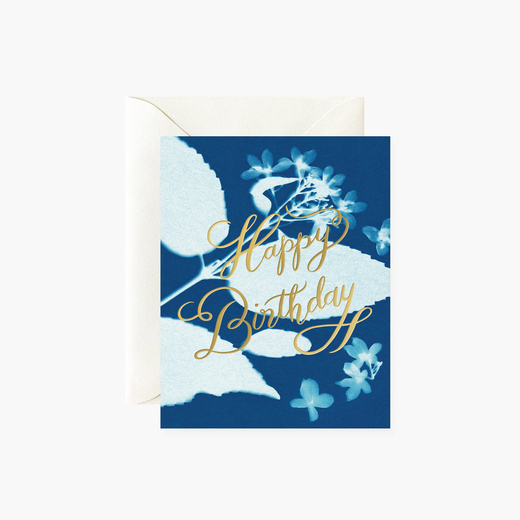 Cyanotype Happy Birthday Greeting Card
