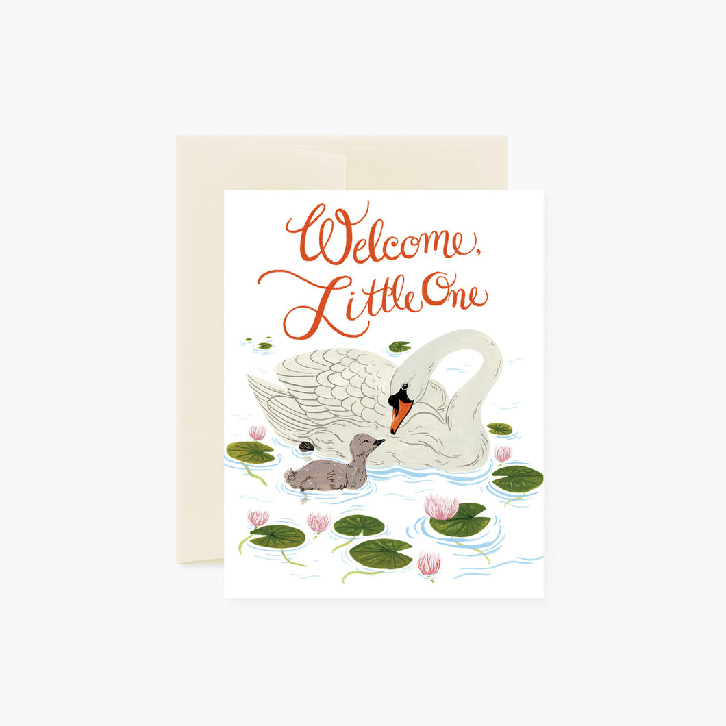 Swans Welcome Little One Greeting Card