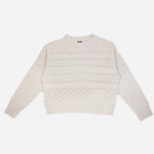 Cable Cotton Crew Neck Sweater - PARK STORY